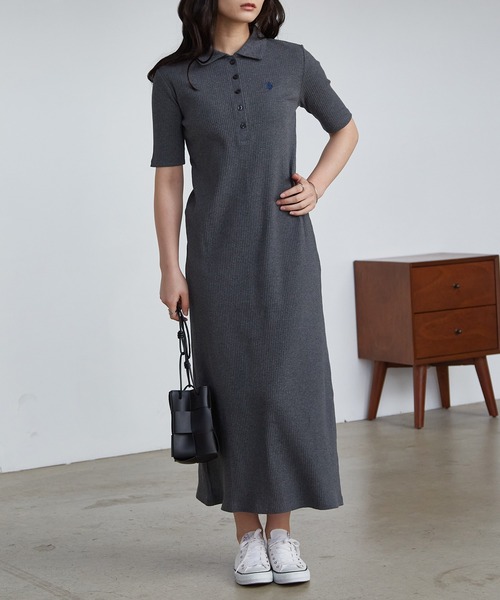 「U.S. POLO ASSN.」 半袖ワンピース M ブラック レディース_画像5
