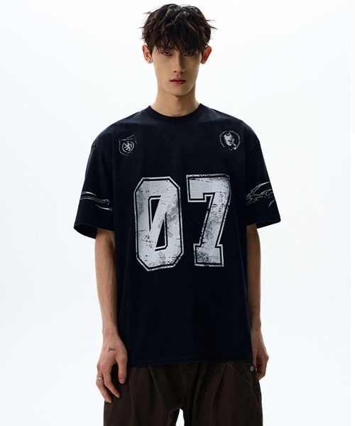 Ressaca（レサーカ） tシャツ オーバーサイズユーズド加工ナンバーロゴ