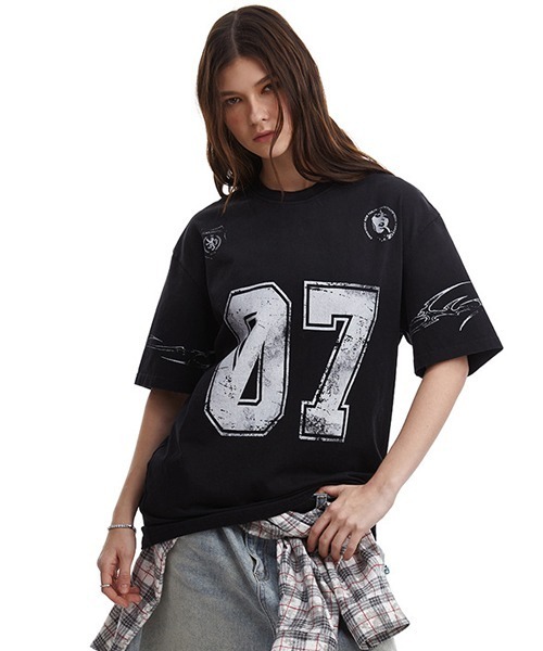 Ressaca（レサーカ） tシャツ オーバーサイズユーズド加工ナンバーロゴ