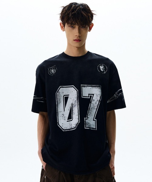 Ressaca（レサーカ） tシャツ オーバーサイズユーズド加工ナンバーロゴ