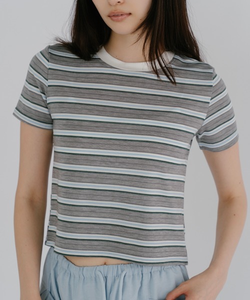 duei（デュイ） tシャツ 半袖 マルチボーダーコンパクトTシャツ