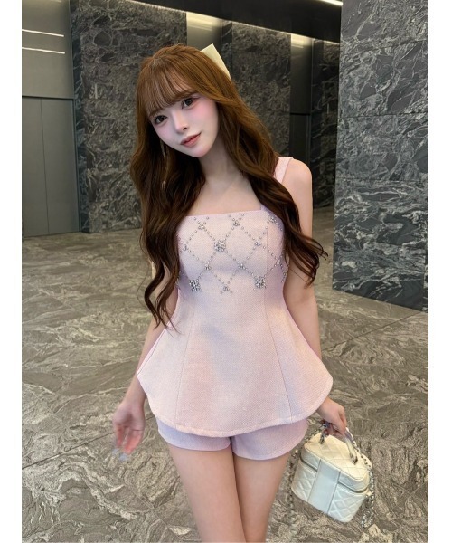 Darich（ダーリッチ） セットアップ キルティングビジューツイード