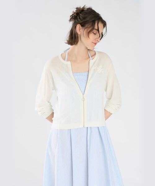 To b. by agnes カーディガン レース ニット ジップアップ レディース