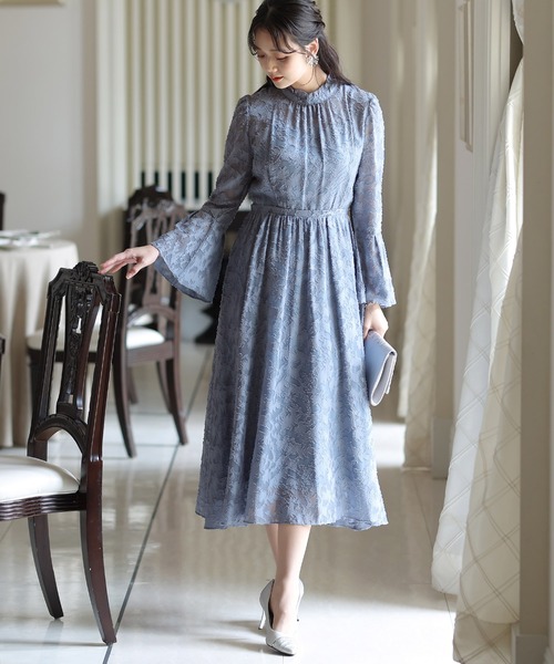 「PourVous」 長袖ワンピース M ラベンダー レディース_画像5