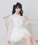ブラウス シャツ 夏 ボウタイリボンフリルレー...の詳細画像2
