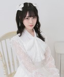 ブラウス シャツ 夏 ボウタイリボンフリルレー...の詳細画像3