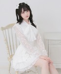ブラウス シャツ 夏 ボウタイリボンフリルレー...の詳細画像4