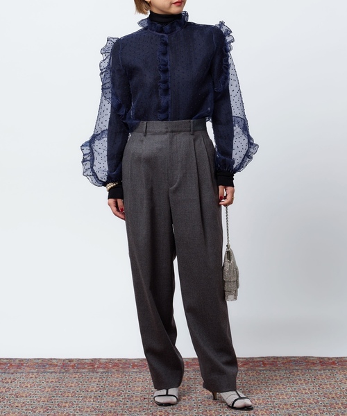 「IENA LA BOUCLE」 長袖ブラウス - ネイビー レディース_画像5