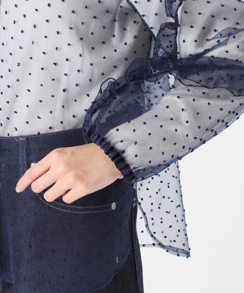 「IENA LA BOUCLE」 長袖ブラウス - ネイビー レディース_画像6