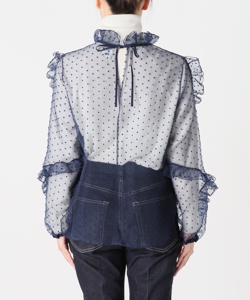 「IENA LA BOUCLE」 長袖ブラウス - ネイビー レディース_画像7