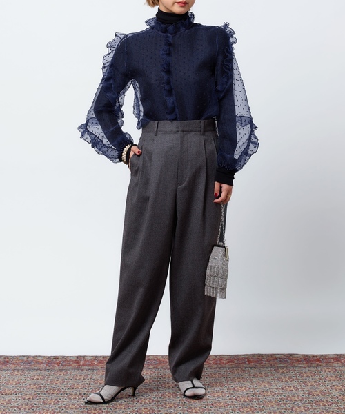 「IENA LA BOUCLE」 長袖ブラウス - ネイビー レディース_画像10