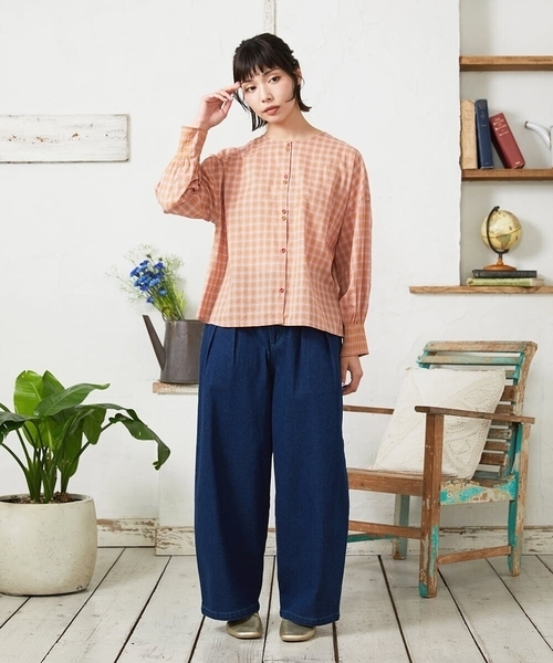 「Jocomomola」 長袖ブラウス 40 グリーン レディース_画像3
