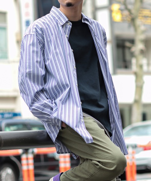 【美品】ジャーナルスタンダード　ストライプシャツ　ボタンダウンシャツ BDシャツ JOURNAL STANDARD relume シャツ ビッグシルエット ボタンダウン