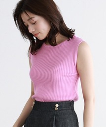 CFCL FLUTED ノースリーブ ニット　ピンク クロップド丈ノースリーブニットトップス/ 春服 夏服 ニット