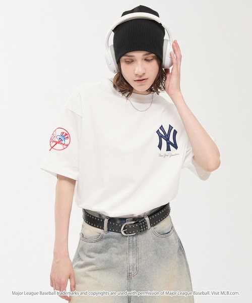 MLB tシャツ 半袖 MLB/メジャーリーグベースボール 別注 ワッペン刺繍