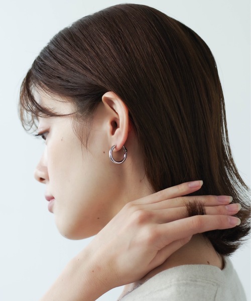 yu-ka ピアス YU-KA : キャッチ一体型 シンプルフープピアス