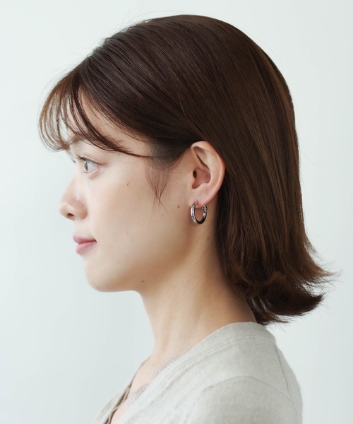 ピアス YUKA(^^) yu-ka ピアス YU-KA : キャッチ一体型 シンプルフープピアス