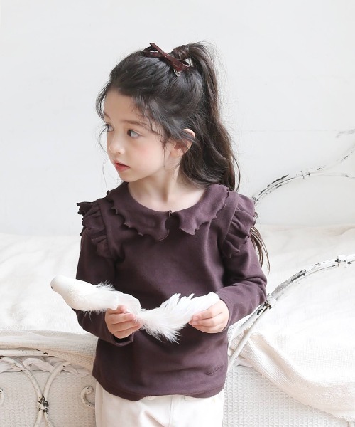 Rora（ローラ） tシャツ メロウ 長袖 フリル トップス (4color) キッズ