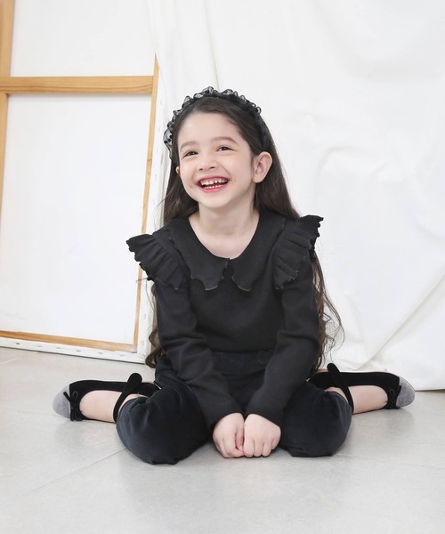 Rora（ローラ） tシャツ メロウ 長袖 フリル トップス (4color) キッズ