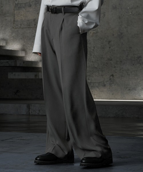 Drawer Mohair x wool Center press wide slacks Pants Bottoms 6514-236-1294 gray 34 main image 0