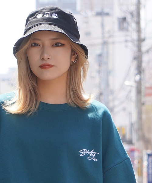 ブラック バケットハット ゴールドCロゴ STAY GOLD（ステイゴールド） 帽子 ハット 「STAYGOLD」Triple Logo