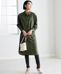 BELLUNA アンサンブル 麻調シャツワンピース＆レギンスセット