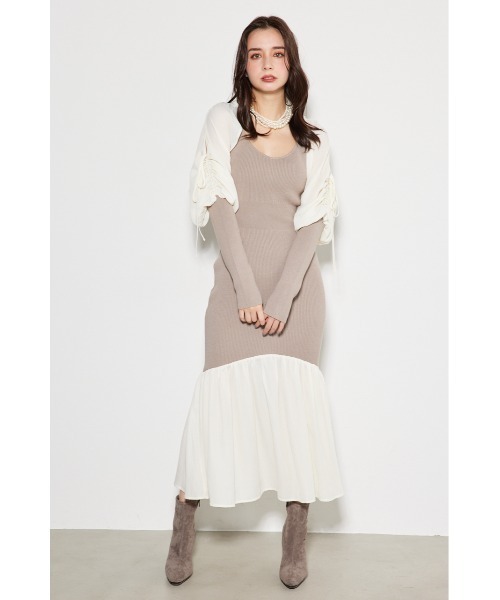 Rienda リエンダ バーガンディニットワンピース 長袖 S11542127