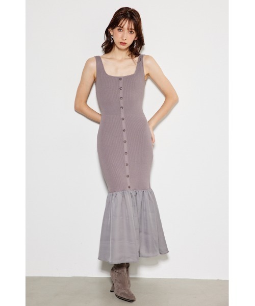 rienda 2WAYワンピース セール】2WAYジップタイトニットワンピース 夏服 サマーニット