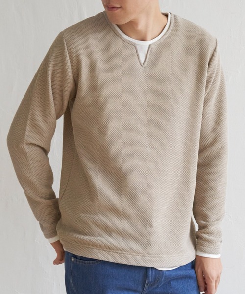 ikka（イッカ） tシャツ ワッフルキーネックレイヤード メンズ