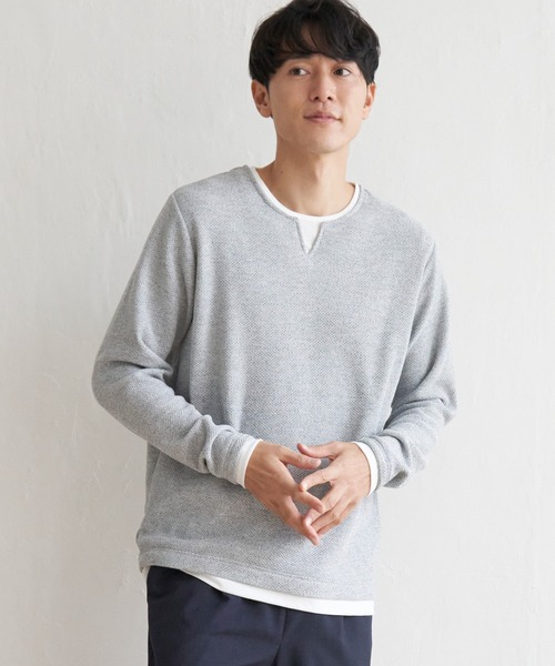 ikka（イッカ） tシャツ ワッフルキーネックレイヤード メンズ