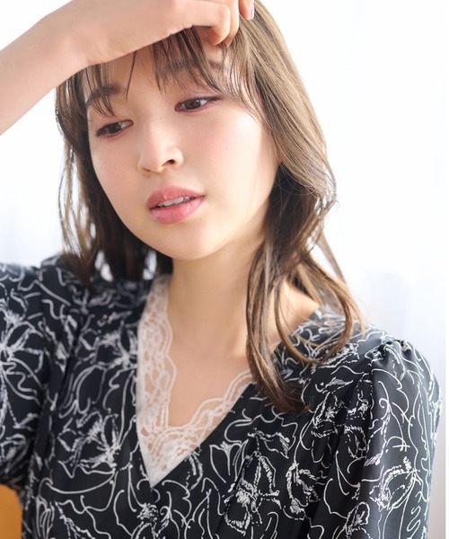 マテリア 花柄ワンピース 38 カシュクール×マーメイド美ライン マテリア 花柄ワンピース 38 カシュクール×マーメイド美ライン