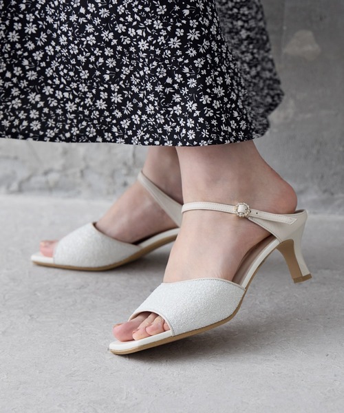 未使用級 ヒミコ ステンドグラス ヒール サンダル 23.5㌢ グリッター ラメ 美品】ヒミコ ステンドグラス ヒール サンダル 23.5㌢ ラメ