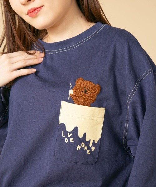 tシャツ 「LIVERY/ライブリー」　はちみつ大好きクマロンT　アニマルシリーズ レディース LB/S tシャツ 「LIVERY/ライブリー」 はちみつ大好きクマロンT