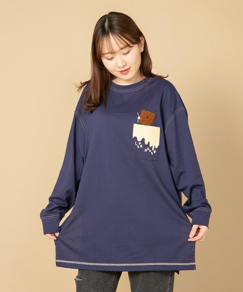 tシャツ 「LIVERY/ライブリー」　はちみつ大好きクマロンT　アニマルシリーズ レディース LB/S tシャツ 「LIVERY/ライブリー」 はちみつ大好きクマロンT