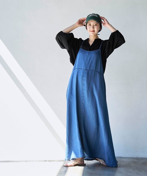 elu. デニム　ワンピース Doula ワンピース デニムフレアロングワンピース : ZOZOTOWN