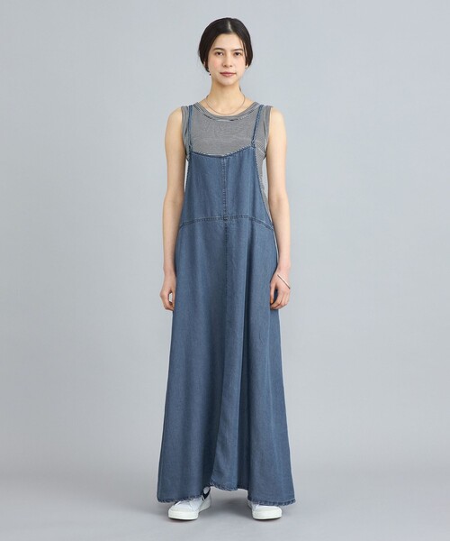 CHANELライトデニムワンピース earth music&ecology ワンピース フロントボタンデニムキャミ