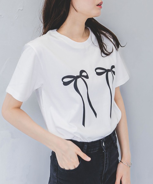 madrepadre tシャツ 半袖 リボンプリントオーバーサイズTシャツ