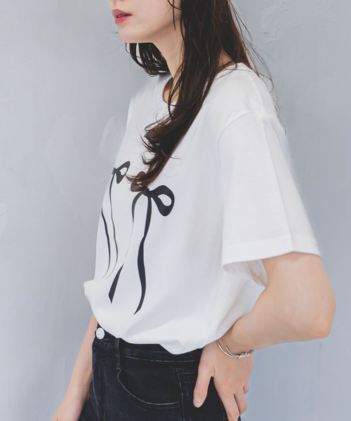 madrepadre tシャツ 半袖 リボンプリントオーバーサイズTシャツ