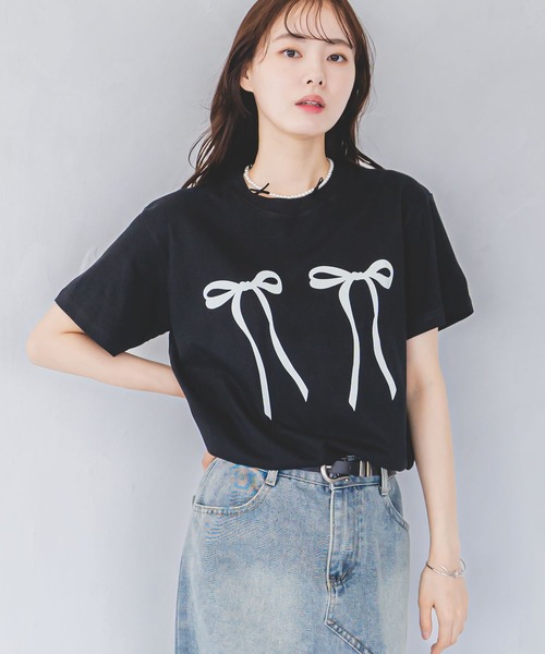 madrepadre tシャツ 半袖 リボンプリントオーバーサイズTシャツ