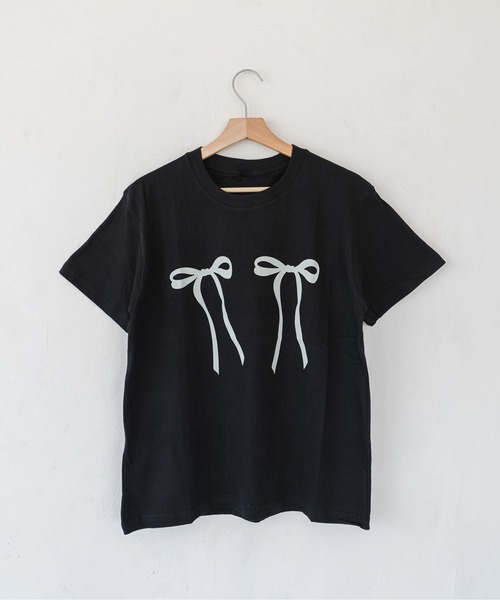 madrepadre tシャツ 半袖 リボンプリントオーバーサイズTシャツ