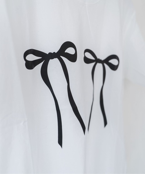 madrepadre tシャツ 半袖 リボンプリントオーバーサイズTシャツ
