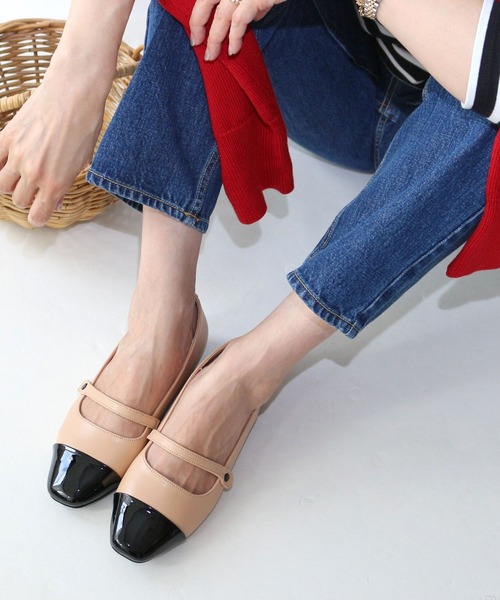 パンプス トゥキャップストラップフラットシューズ「低反発スポンジ入り」 | Fin | 05