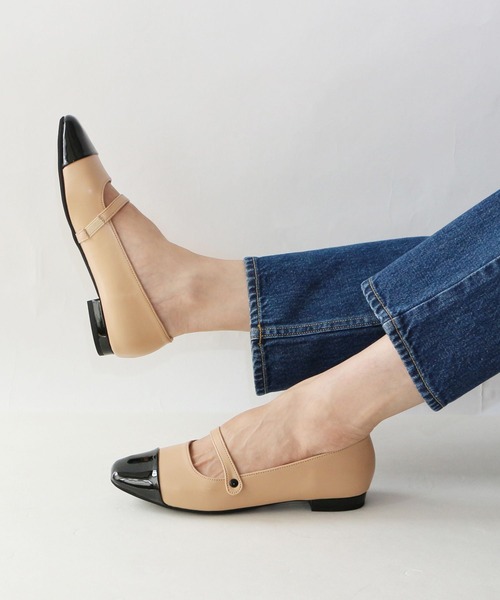 パンプス トゥキャップストラップフラットシューズ「低反発スポンジ入り」 | Fin | 11