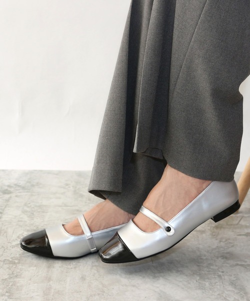 パンプス トゥキャップストラップフラットシューズ「低反発スポンジ入り」 | Fin | 10