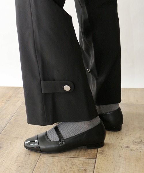 パンプス トゥキャップストラップフラットシューズ「低反発スポンジ入り」 | Fin | 08