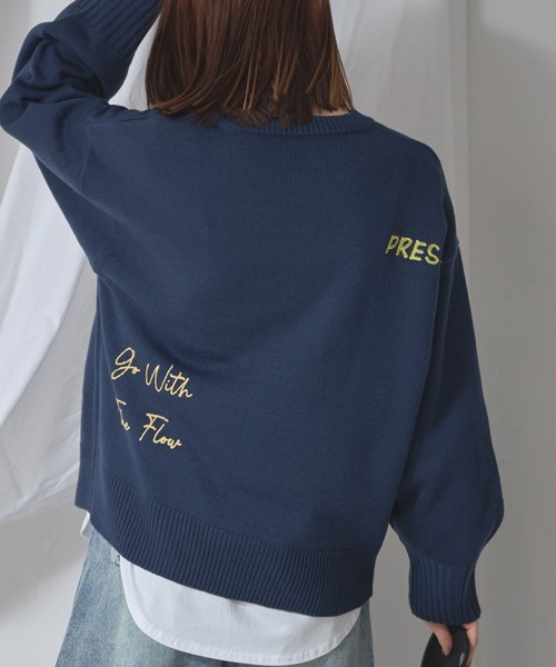 each alchemist ニット セーター ロゴ刺繍ローゲージニットプル