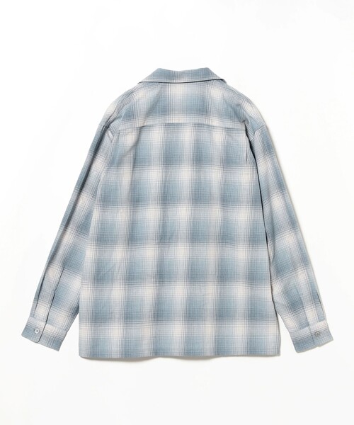BEAMS ウール オンブレ　オープンカラーシャツ BEAMS（ビームス）オンブレチェック オープンカラー シャツ