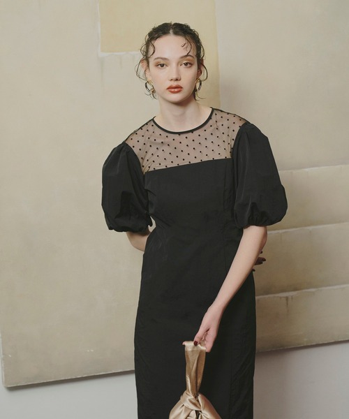 セール】decollete dot dress / デコルテドットドレス（ドレス