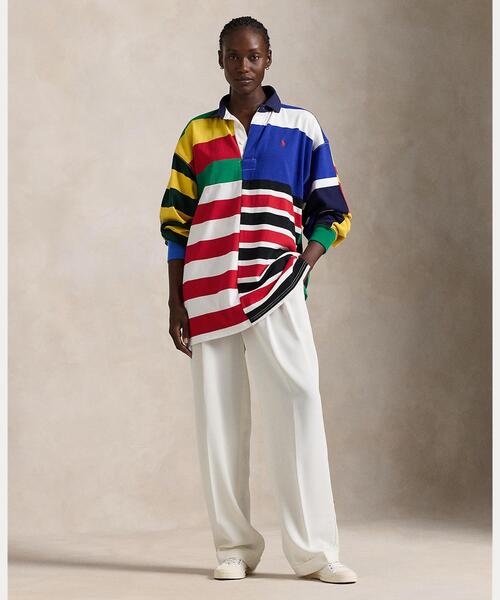 パッチワークストライプ ジャージー ラグビー シャツ レディース POLO RALPH LAUREN パッチワークストライプ ジャージー ラグビー