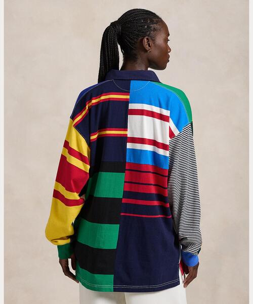 パッチワークストライプ ジャージー ラグビー シャツ レディース POLO RALPH LAUREN パッチワークストライプ ジャージー ラグビー